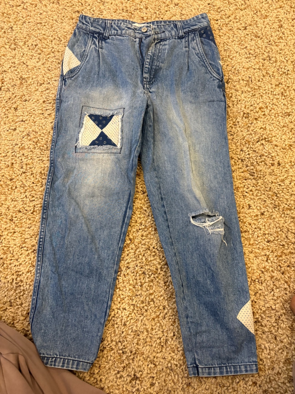 We The Free light blue wash denim jeans with button detail